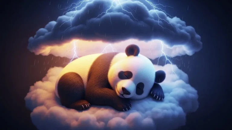 Panda durmiendo en paz protegido de la tormenta del estrés y la ansiedad.