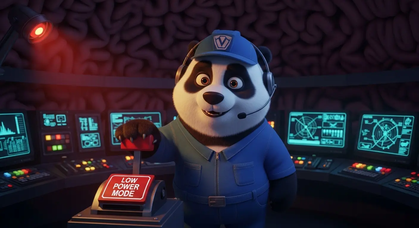 Maestra Valka activando el modo de bajo consumo en el centro de control del cerebro