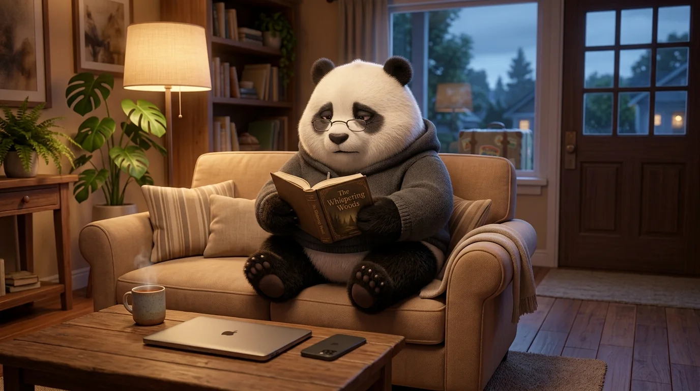 Panda relajado en casa después de vacaciones, mostrando que el descanso por sí solo no es suficiente.