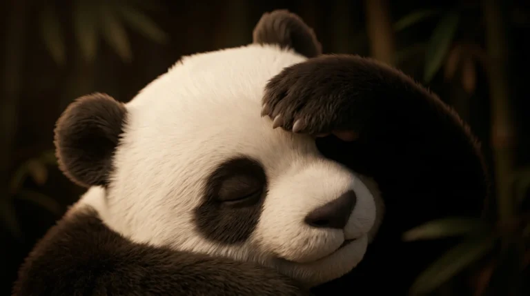Primer plano de un panda con la pata en la frente, simbolizando la necesidad de una pausa mental durante la jornada laboral